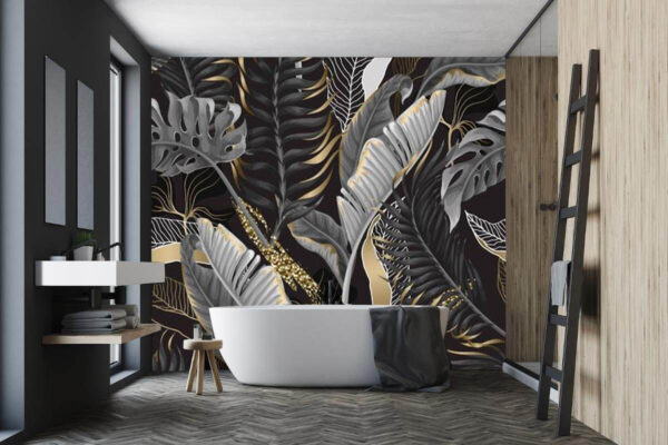 Fogliame tropicale rigoglioso con accenti scintillanti. Fogliame tropicale rigoglioso con accenti scintillanti.
