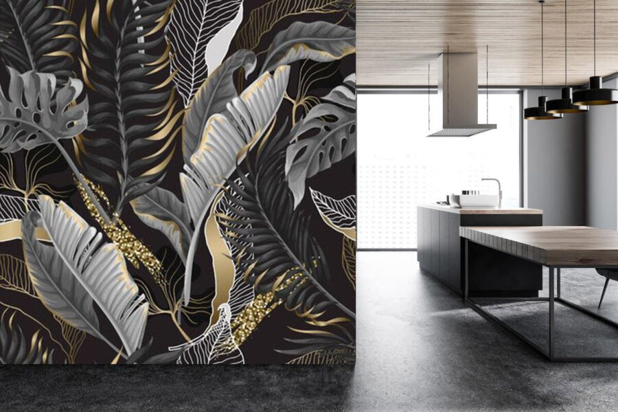 Fogliame tropicale rigoglioso con accenti scintillanti.