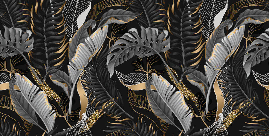 Fogliame tropicale rigoglioso con accenti scintillanti.