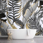 Carta da parati Motivo di foglie e fiori