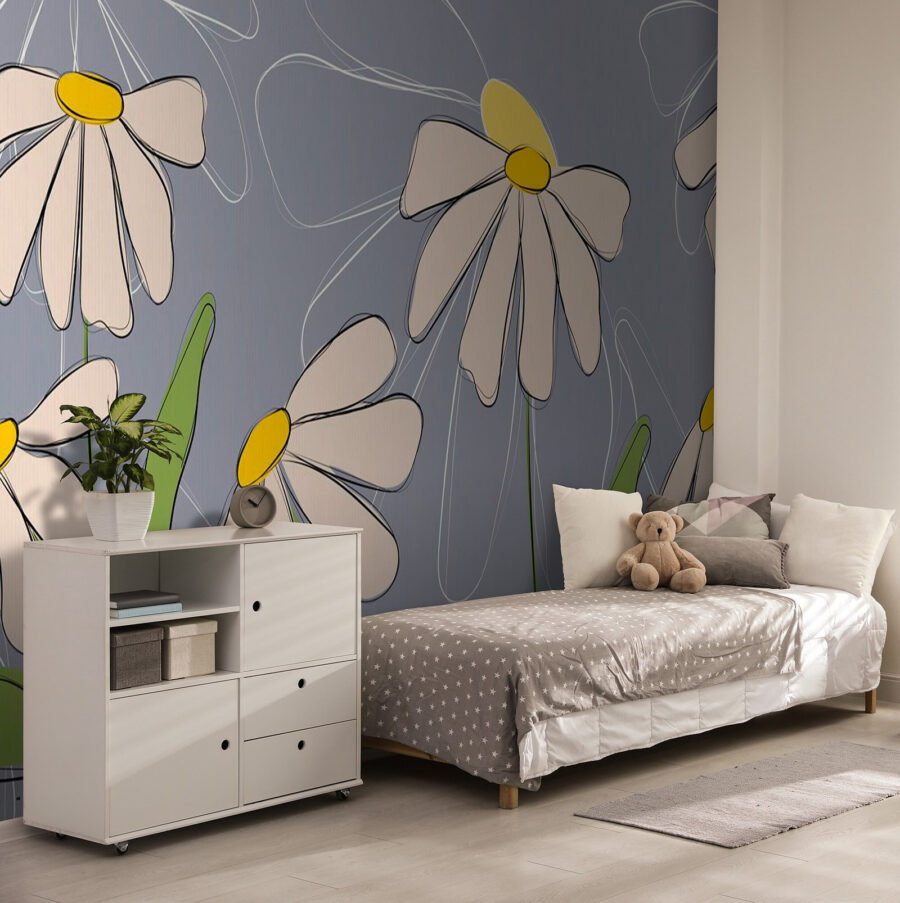 Disegno di fiori su sfondo grigio