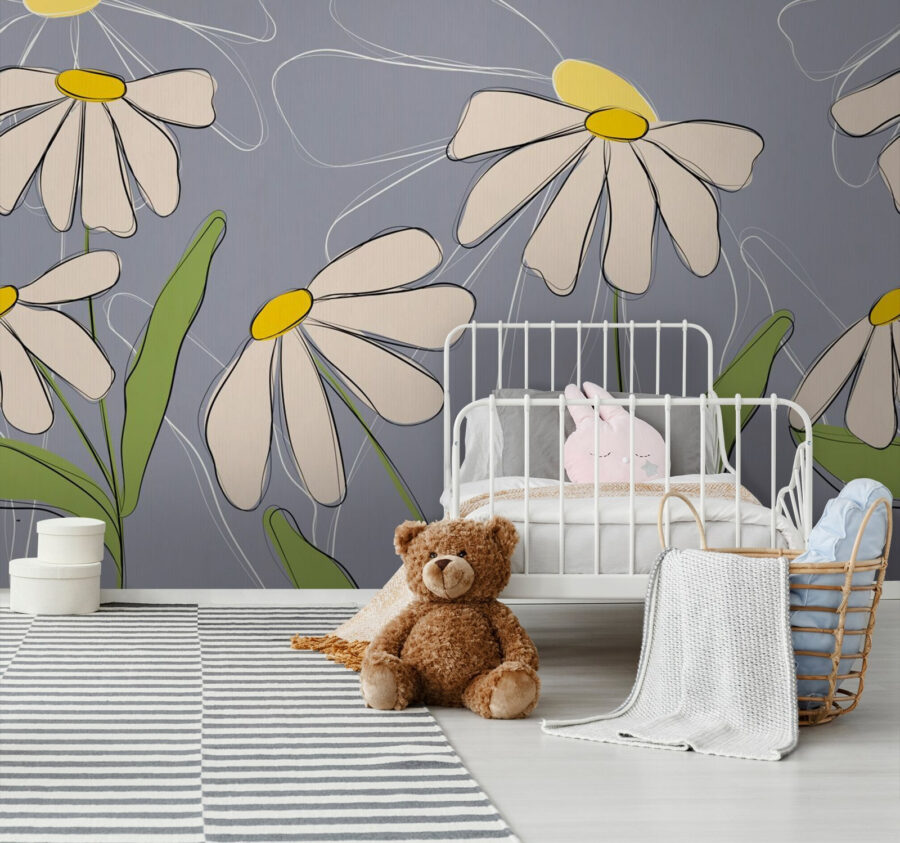 Disegno di fiori su sfondo grigio