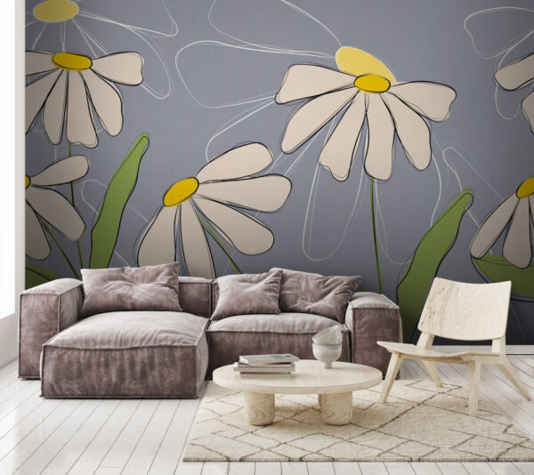 Disegno di fiori su sfondo grigio Disegno di fiori su sfondo grigio