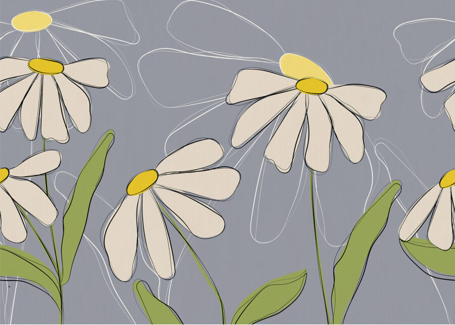 Disegno di fiori su sfondo grigio