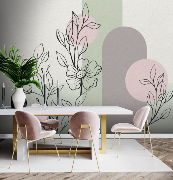 Disegno di un fiore e di foglie Disegno di un fiore e di foglie