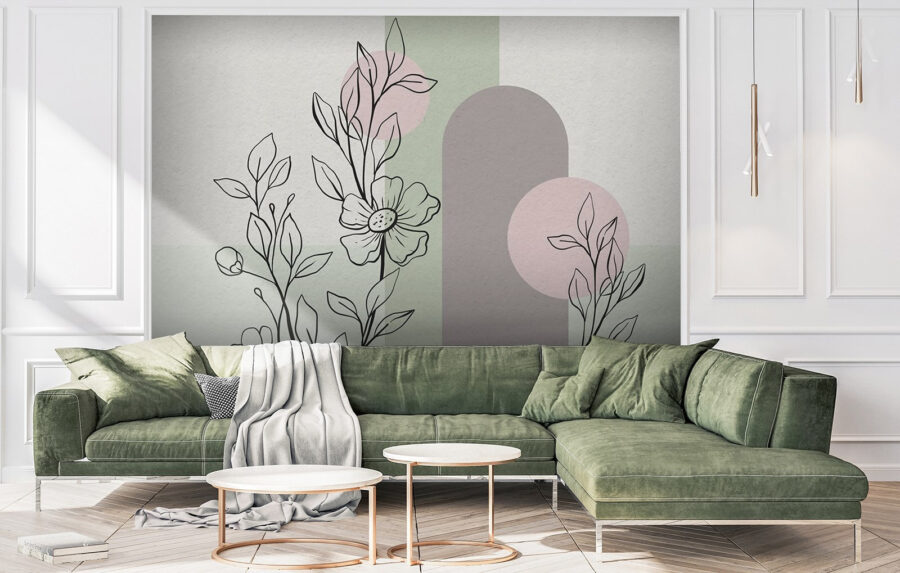 Disegno di un fiore e di foglie Disegno di un fiore e di foglie
