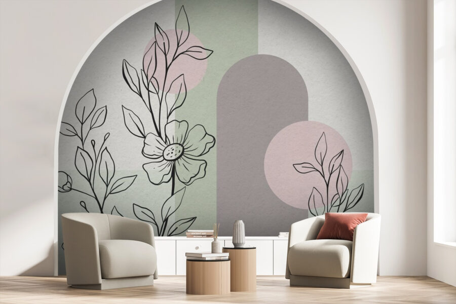 Disegno di un fiore e di foglie Disegno di un fiore e di foglie