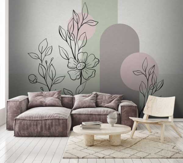 Disegno di un fiore e di foglie Disegno di un fiore e di foglie