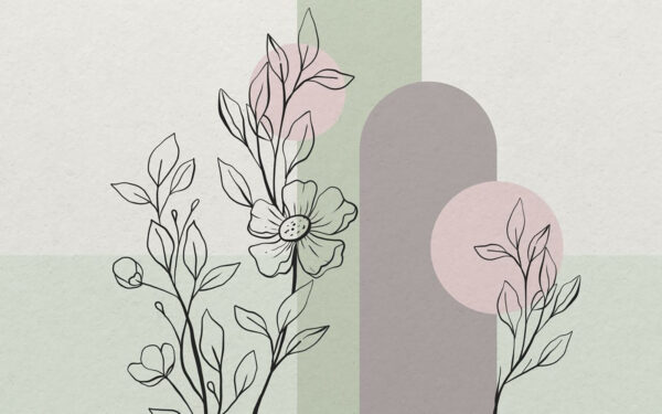 Disegno di un fiore e di foglie Disegno di un fiore e di foglie