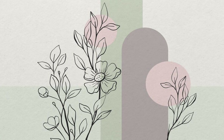 Disegno di un fiore e di foglie Disegno di un fiore e di foglie