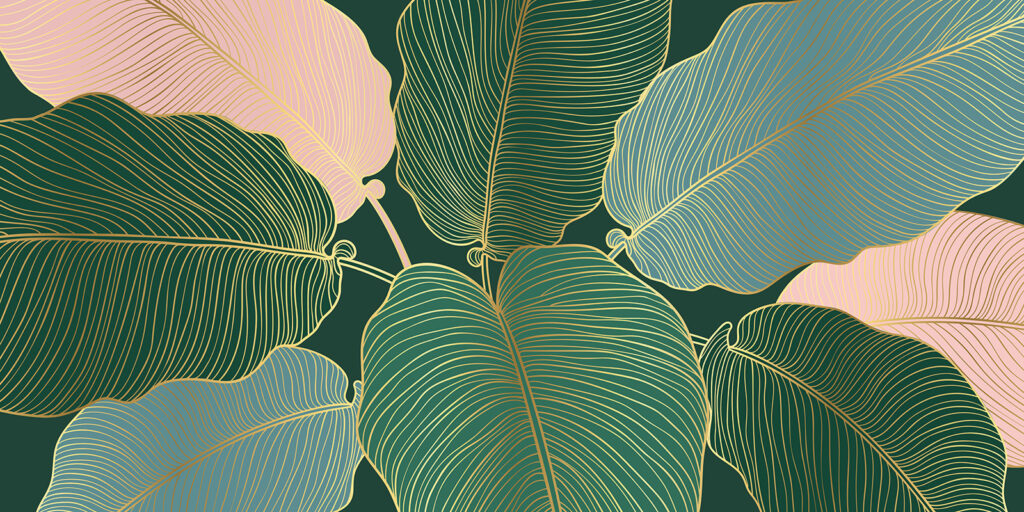 Foglie tropicali dalle linee eleganti. Foglie tropicali dalle linee eleganti.