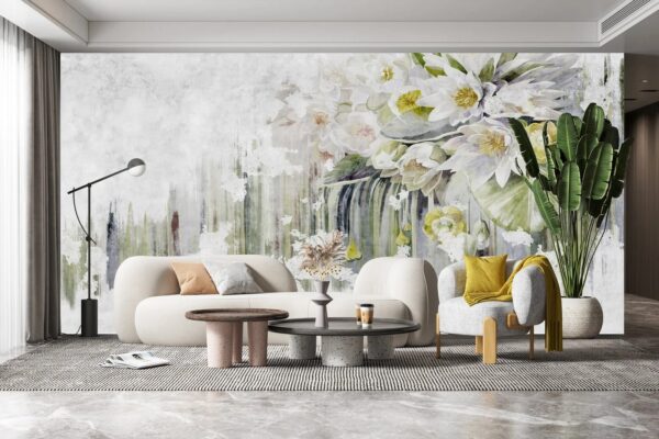 Pittura di fiori su sfondo bianco Carta da parati Pittura di fiori su sfondo bianco