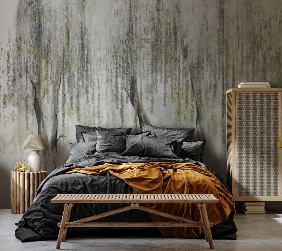 Pittura di alberi con foglie