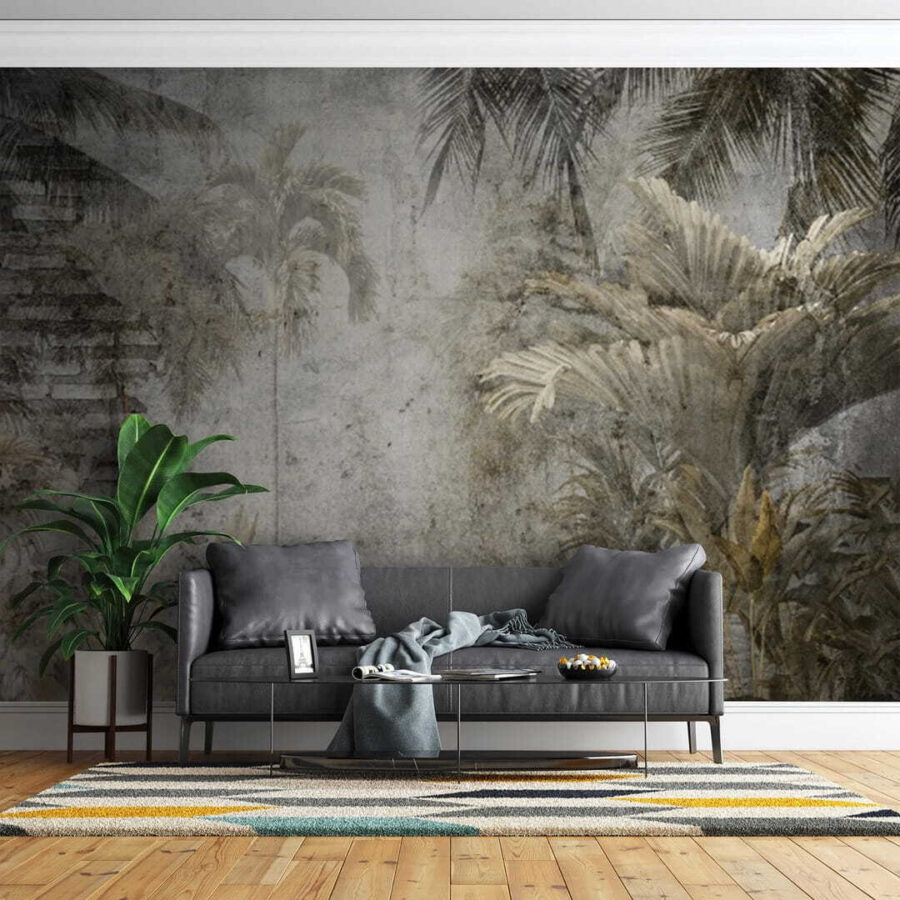 Palme su un muro di cemento Palme su un muro di cemento