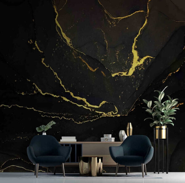 Elegante marmo nero con venature gialle Elegante marmo nero con venature gialle