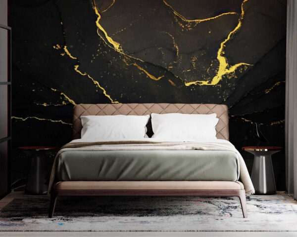 Elegante marmo nero con venature gialle Elegante marmo nero con venature gialle