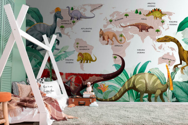 Mappa dei dinosauri con piante e nomi Mappa dei dinosauri con piante e nomi