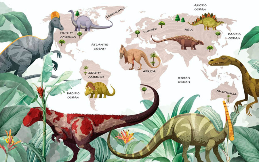 Mappa dei dinosauri con piante e nomi Mappa dei dinosauri con piante e nomi