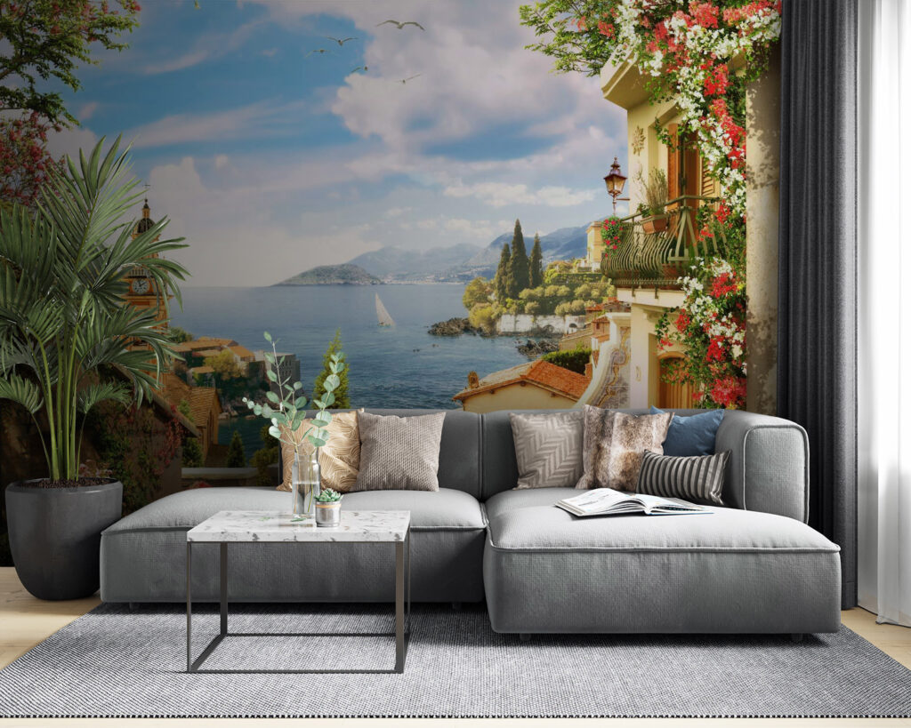 View of a town from a balcony