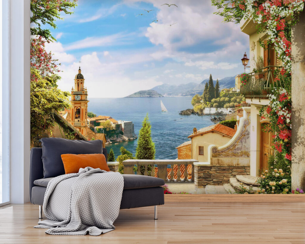 View of a town from a balcony