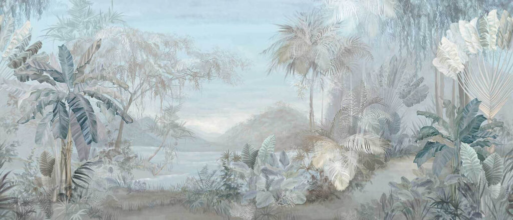 Pittura di un paesaggio con alberi e piante Pittura di un paesaggio con alberi e piante