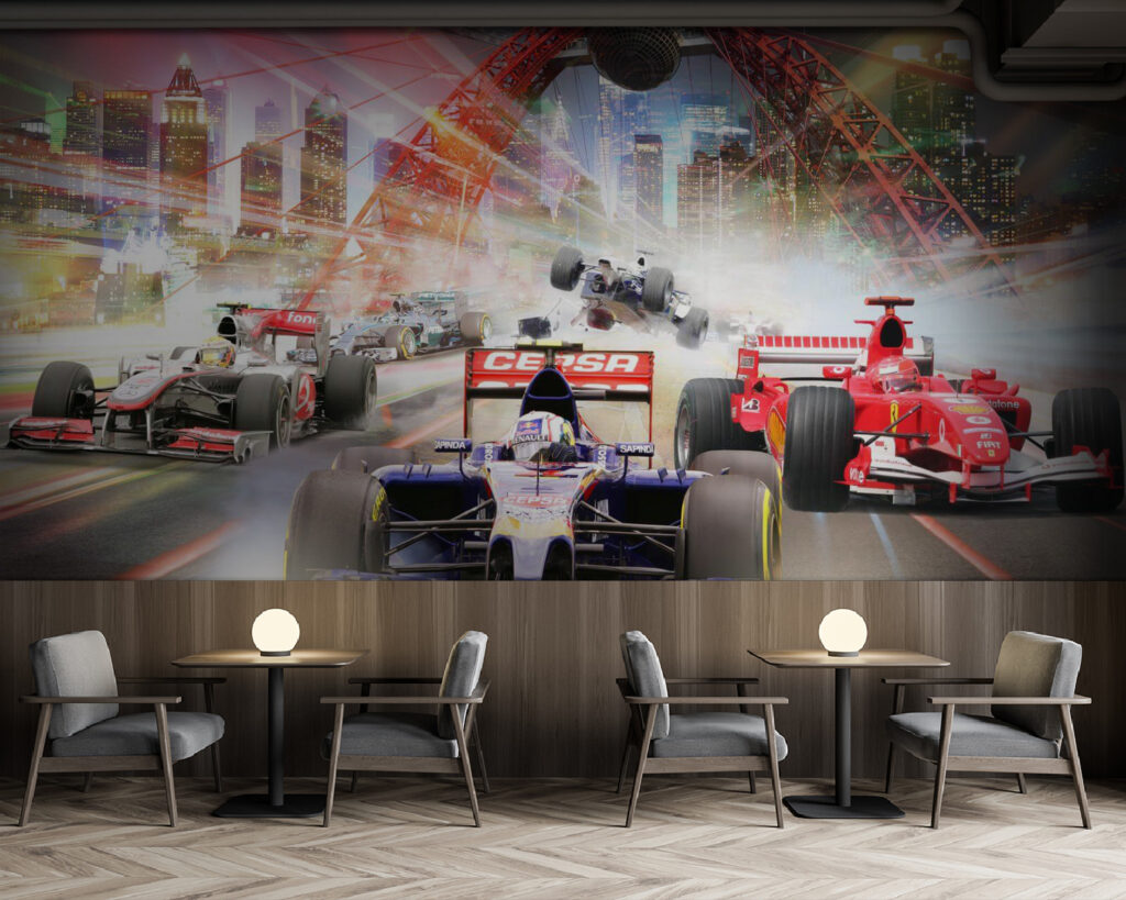 Race car racing on a track