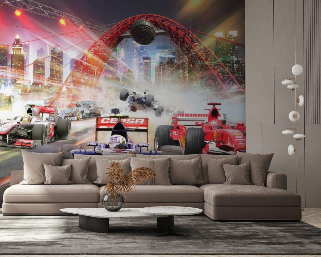 Race car racing on a track