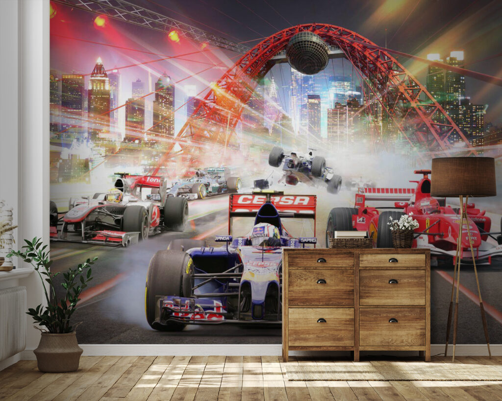 Race car racing on a track