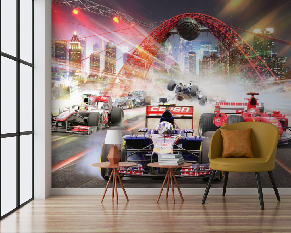 Race car racing on a track