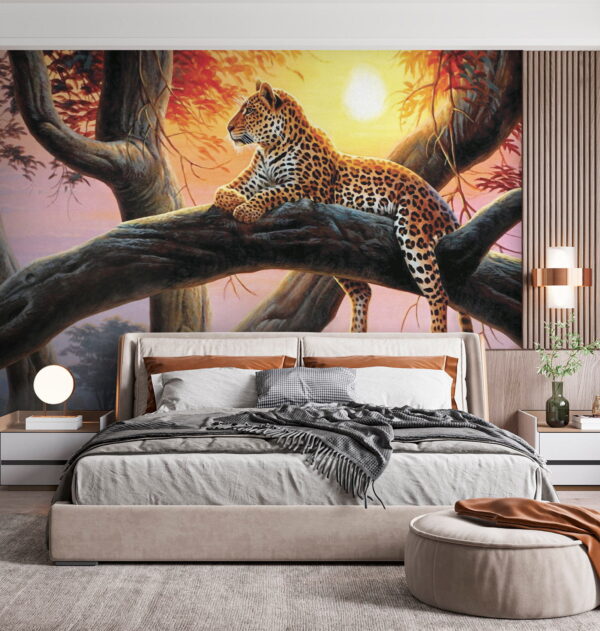 Leopardo sdraiato sul ramo di un albero Leopardo sdraiato sul ramo di un albero
