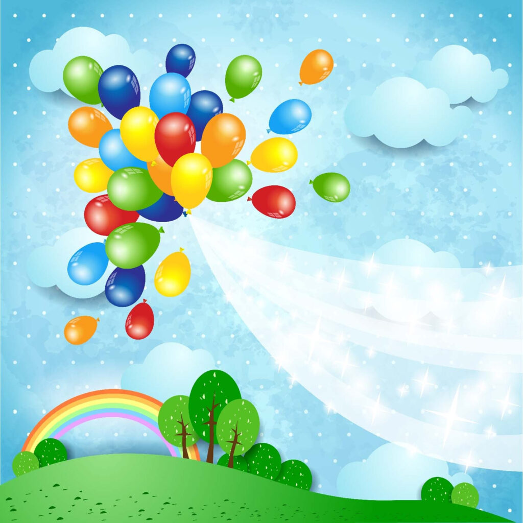 Palloncini colorati che volano nel cielo Palloncini colorati che volano nel cielo