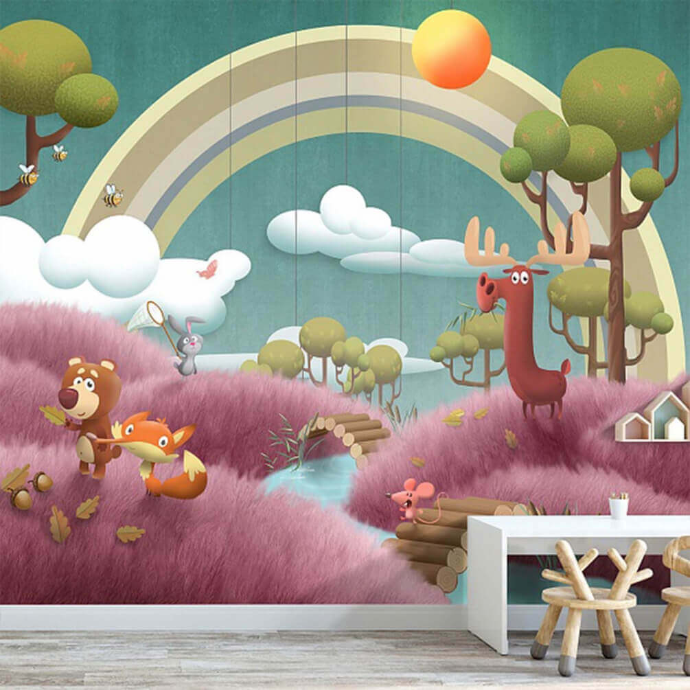 Scena di cartone animato con animali e un fiume u62475pir1m - Scena di cartone animato con animali e un fiume - tegory