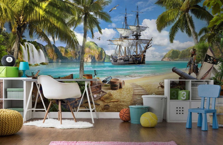Nave pirata sulla spiaggia
