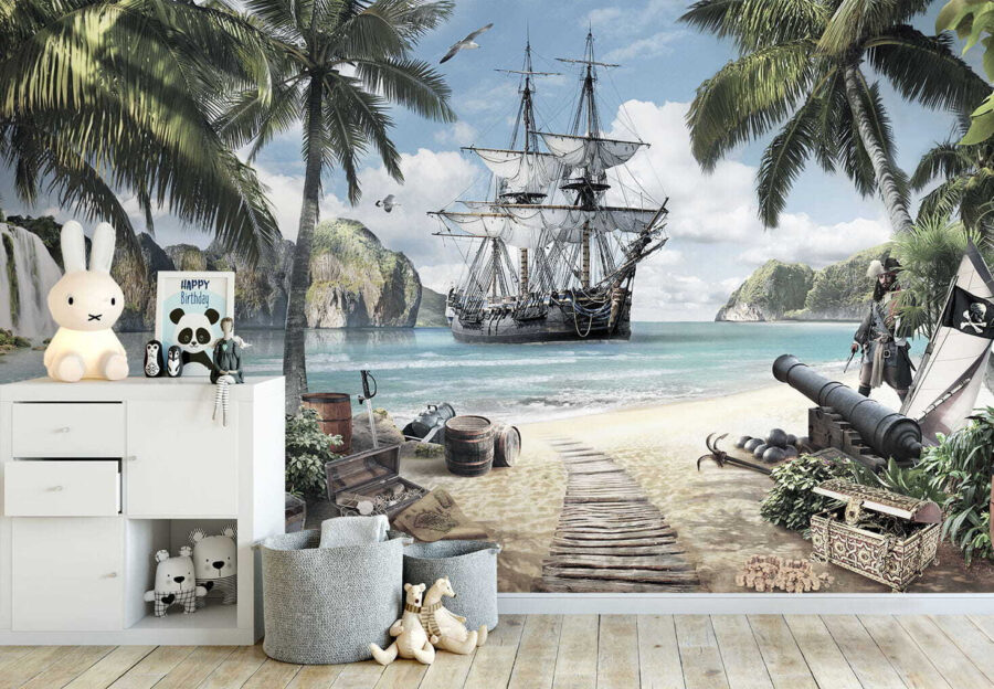 Nave pirata sulla spiaggia