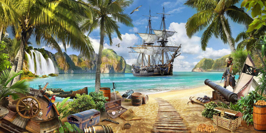 Nave pirata sulla spiaggia