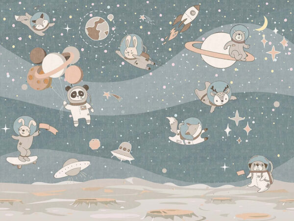 Scena spaziale a cartoni animati con pianeti e stelle Scena spaziale a cartoni animati con pianeti e stelle
