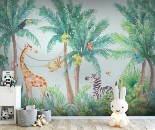 Giraffa e zebra nella giungla Giraffa e zebra nella giungla
