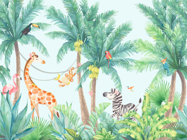 Giraffa e zebra nella giungla Giraffa e zebra nella giungla