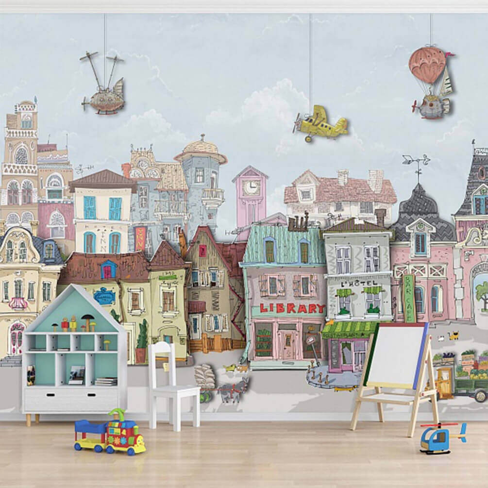 u62113pir1m - Gruppo di edifici con auto e aerei - tegory