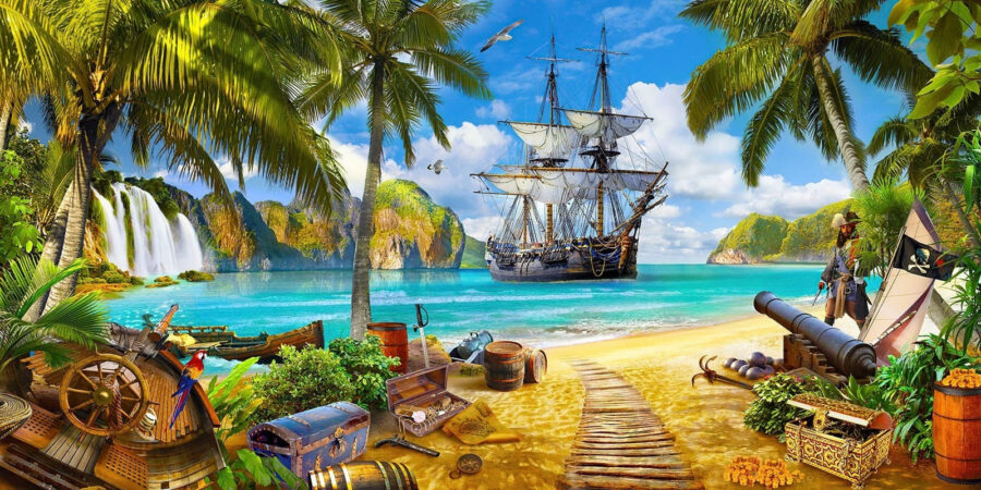 Nave pirata sulla spiaggia