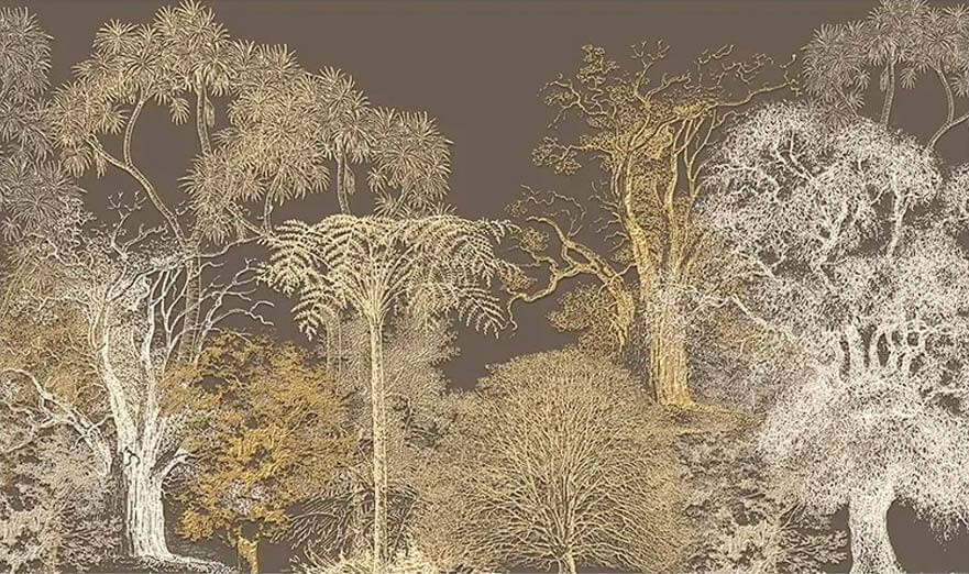 Paesaggio sereno di alberi astratti
