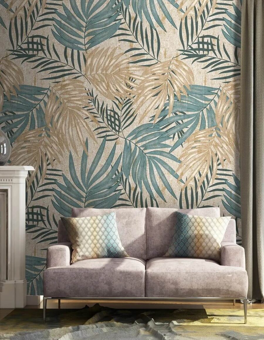 Elegante composizione di foglie tropicali in mostra.