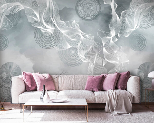 Vortici bianchi e neri su sfondo grigio Vortici bianchi e neri su sfondo grigio