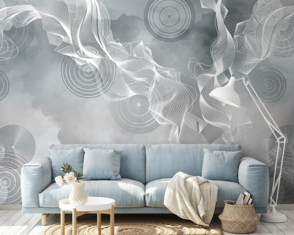 Vortici bianchi e neri su sfondo grigio Vortici bianchi e neri su sfondo grigio