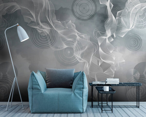 Vortici bianchi e neri su sfondo grigio Vortici bianchi e neri su sfondo grigio