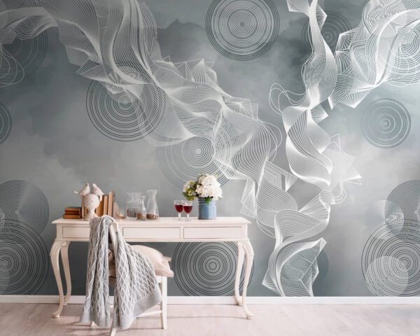Vortici bianchi e neri su sfondo grigio Vortici bianchi e neri su sfondo grigio
