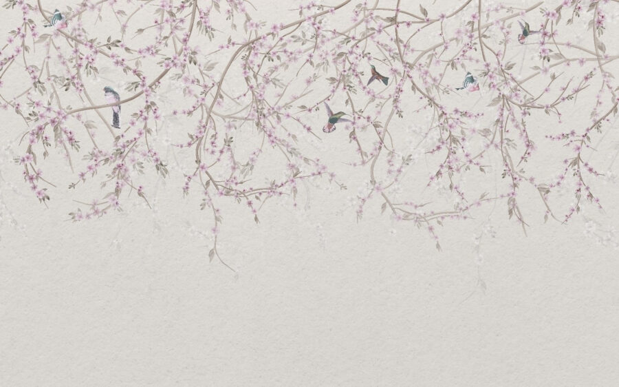 Pittura di uccelli su un ramo d'albero