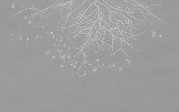 Albero con farfalle in volo Albero con farfalle in volo