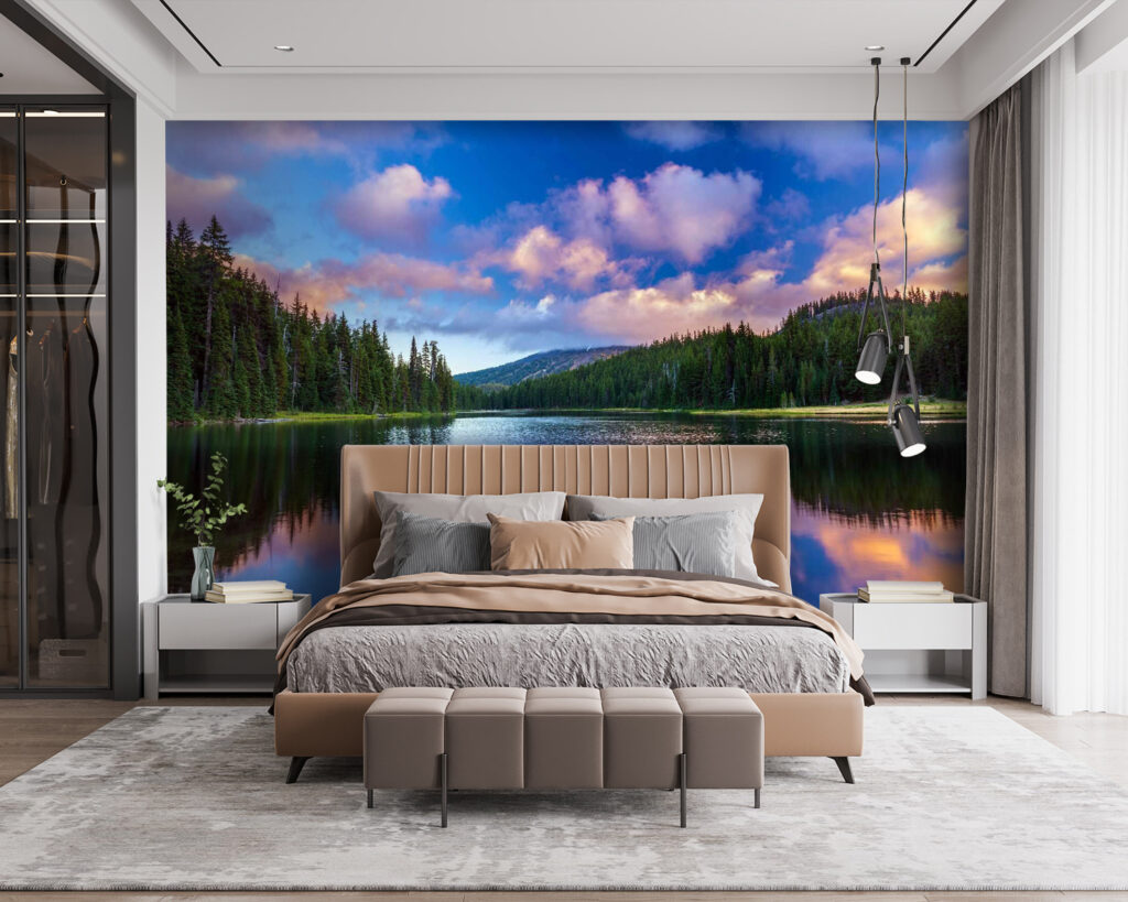 Lago circondato da alberi e montagne u58610pib115m 1024x819 - Lago circondato da alberi e montagne - tegory