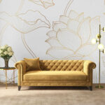 Carta da parati Motivo di fiori su sfondo bianco